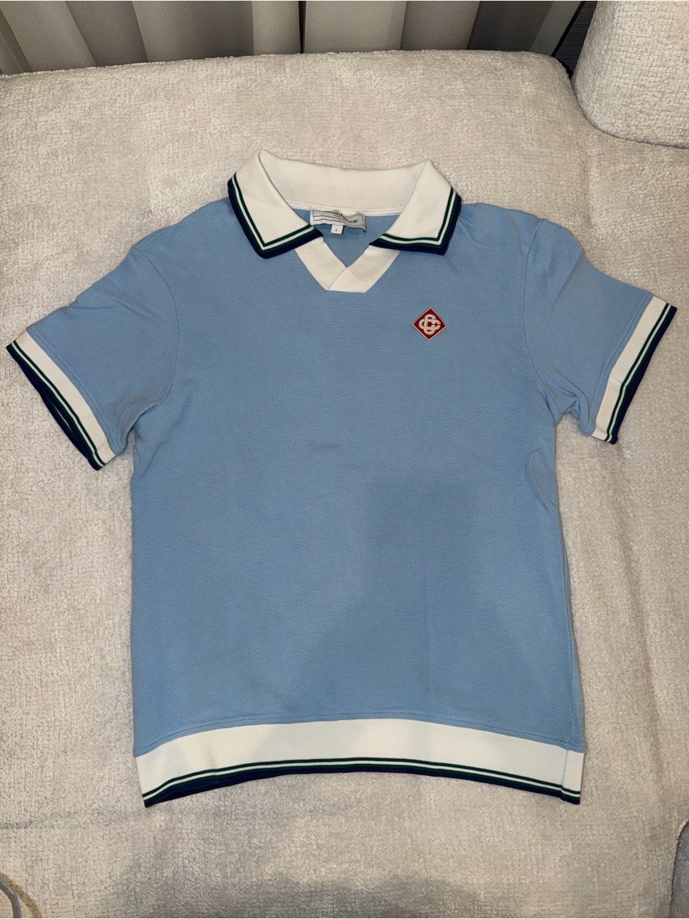 Light Blue Men's Polo with Contrast Trim